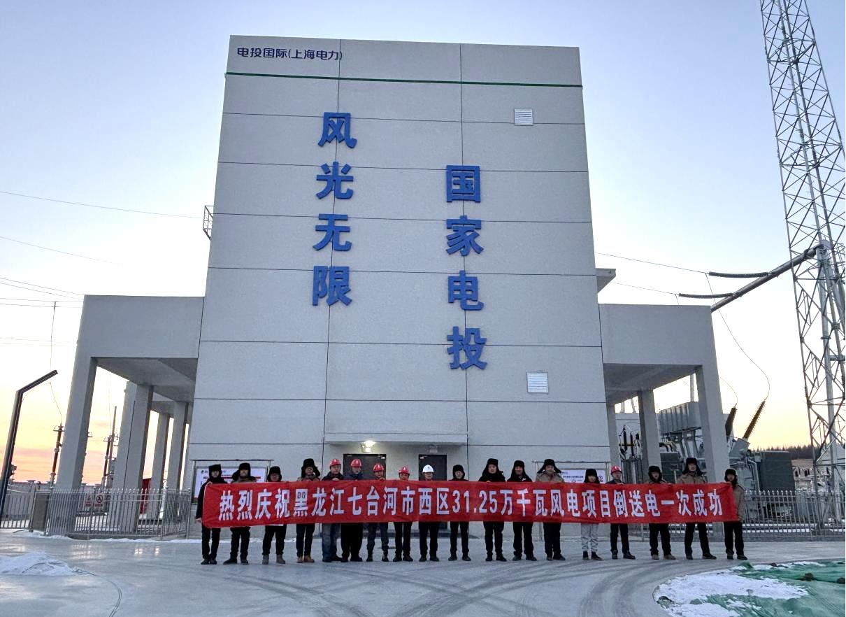 黑龙江七台河风电项目最后一台风机吊装、升压站倒送电双获成功